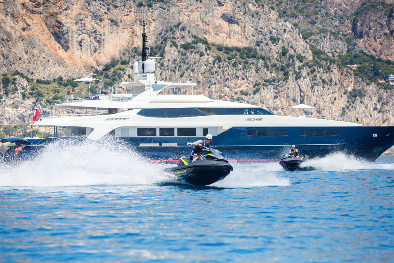 Mischief Super Yacht - Book Your Voyage Aboard Mischief and Make Use of the Jet Boots, Jet Skies, Tenders, Water Skis, Wakeboards, Paddle Boards, Pontoons, Snorkelling Equipment and Fishing Equipment
